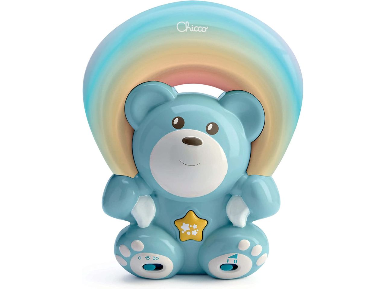 Chicco Rainbow Bear Blue Proiettore Musicale Luce Notturna con Musica Rilassante