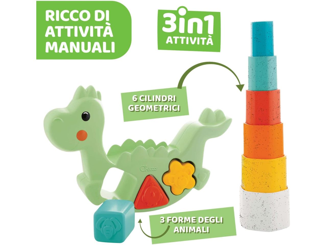 Chicco 2in1 Rocking Dino Gioco di Equilibrio Impilabile