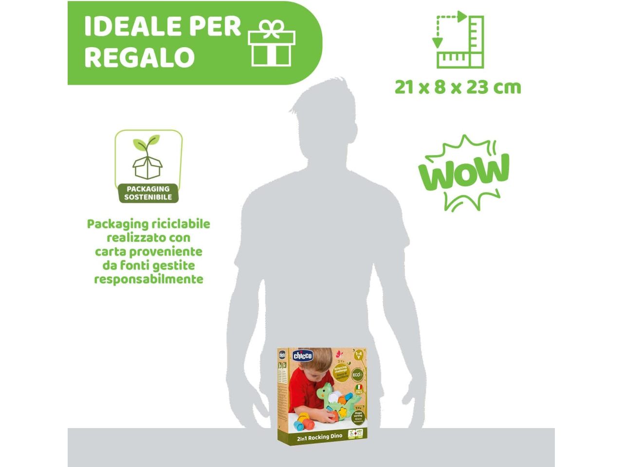 Chicco 2in1 Rocking Dino Gioco di Equilibrio Impilabile