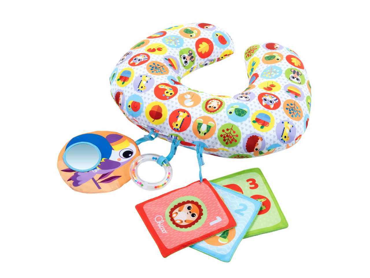 Chicco Cuscino Animal Tummy Time Cuscino Ergonomico con Attività e Specchio