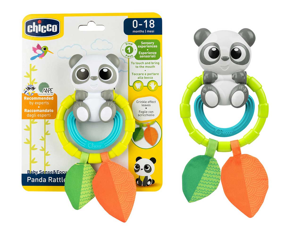 Chicco Sonaglio Panda Sonaglio con Gancio Universale e Massaggiagengive