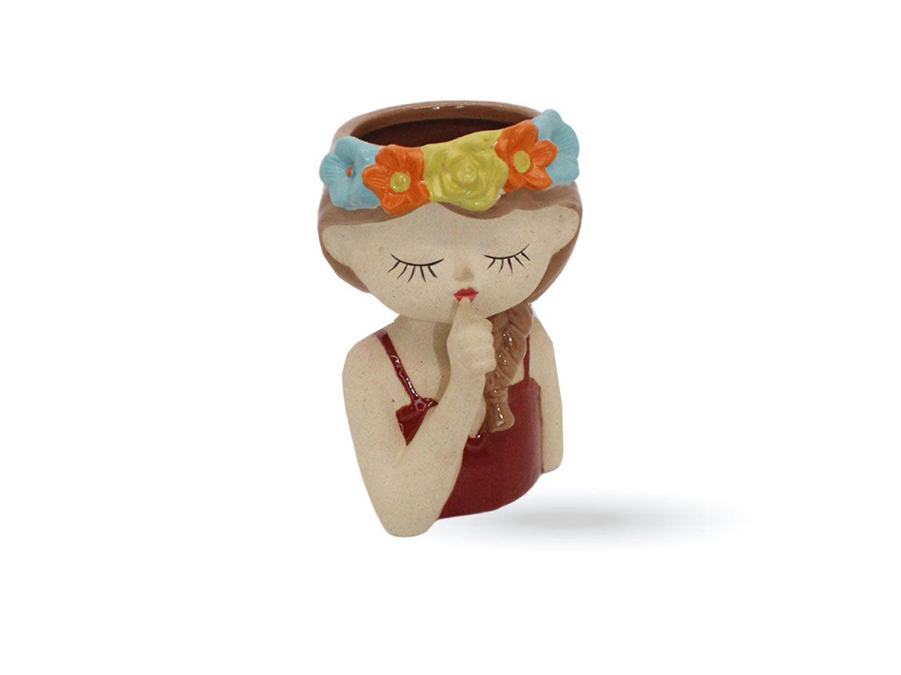 Statua con caspo in terracotta 8x8x13cm colori assortiti