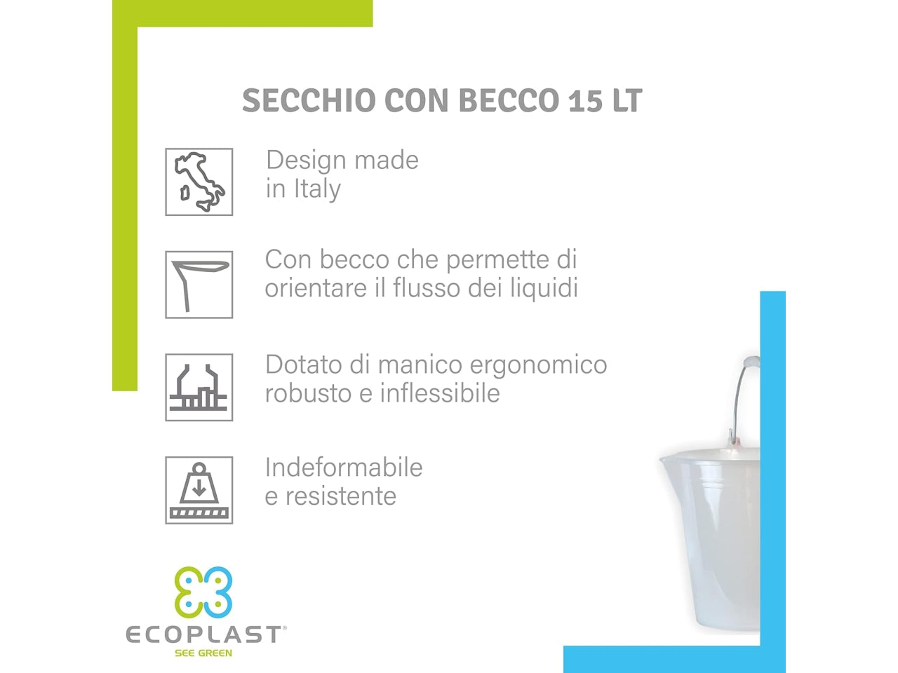 Secchio con becco neutro 15lt