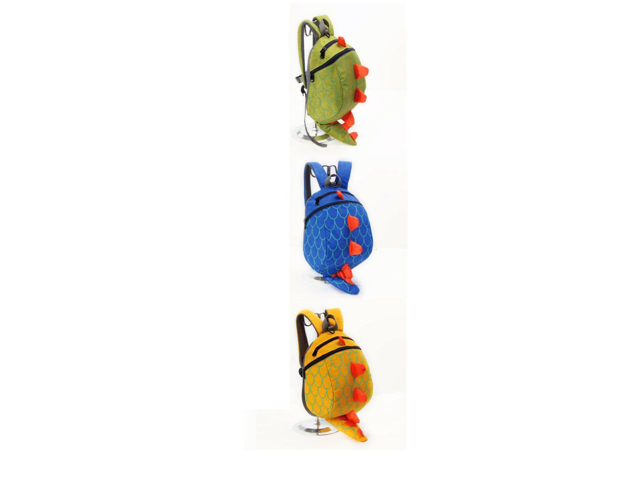 Zaino dinosauro 3d misura 46x23x17cm in poliestere con doppia tasca e zip