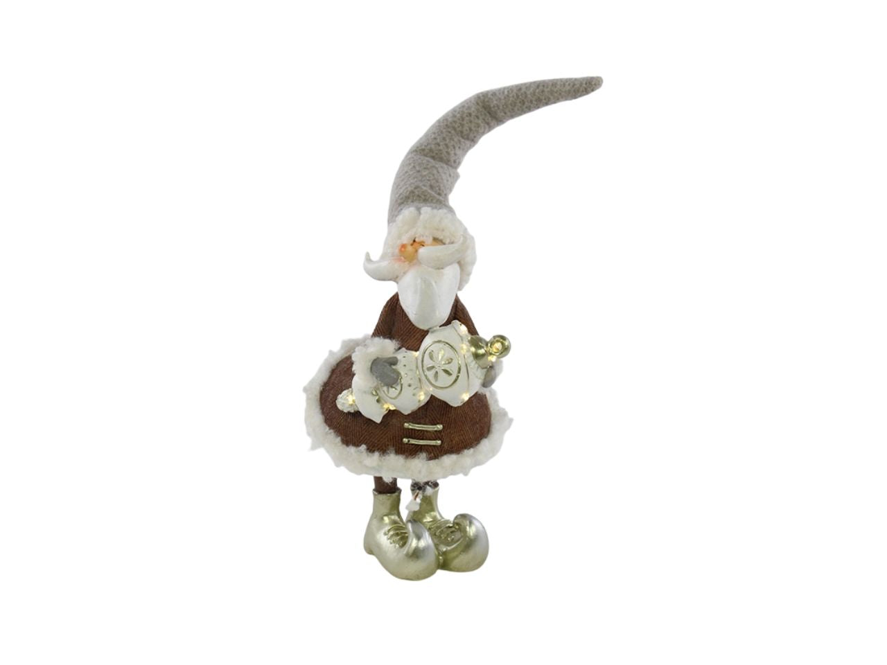 Babbo natale marrone con led h.36cm in resina