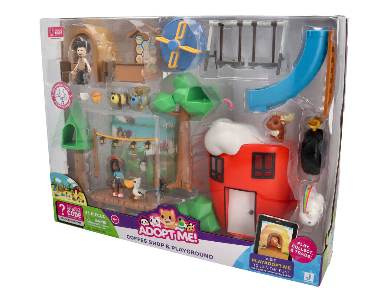 Adopt me - cuccioli da amare coffee shop playset con 2 cuccioli + mini dool