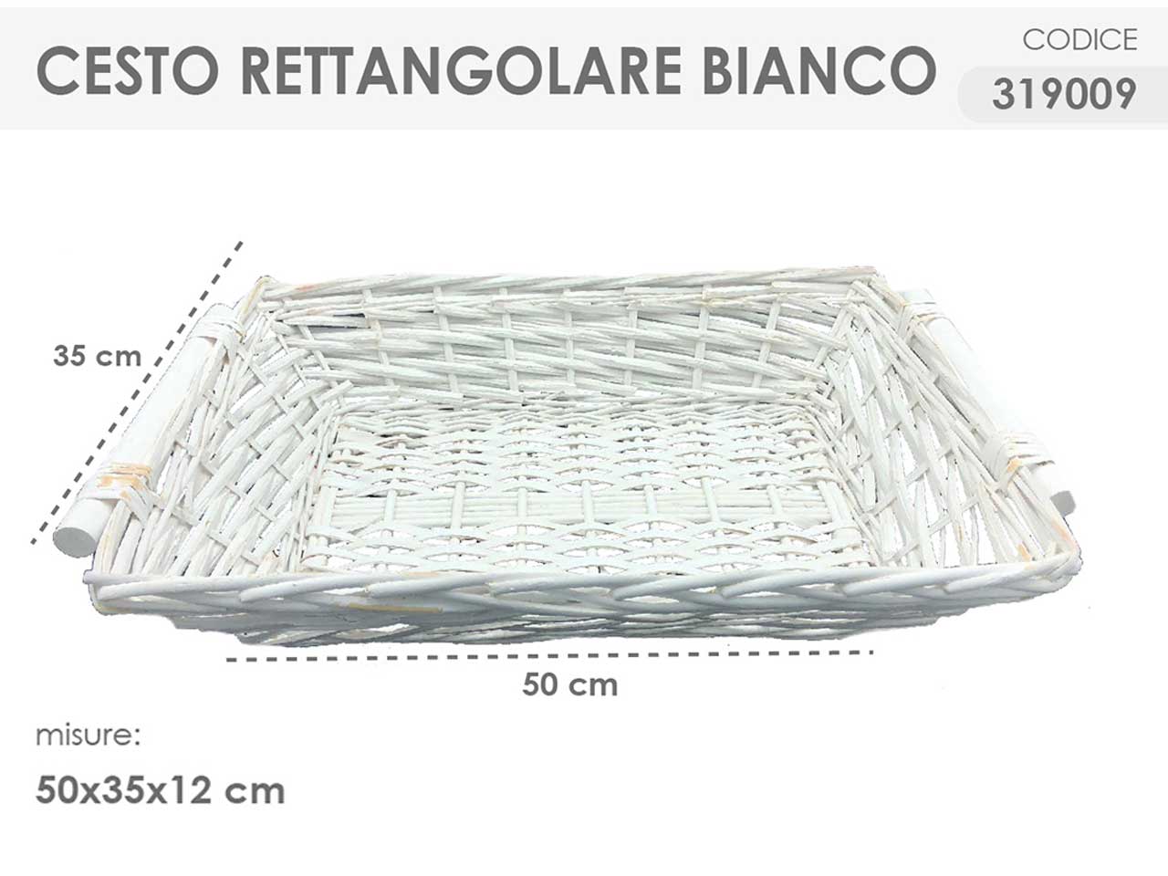 Cesto rettangolare colore bianco misura 50x35x12cm