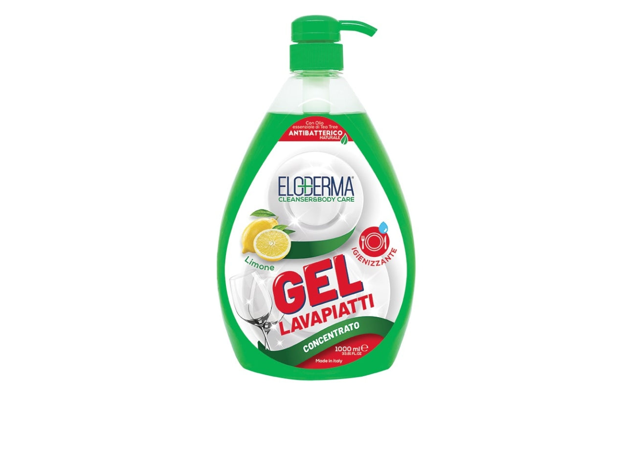 Eloderma Gel Lavapiatti Antibatterico 1000ml al Limone - Formula pH Neutro $