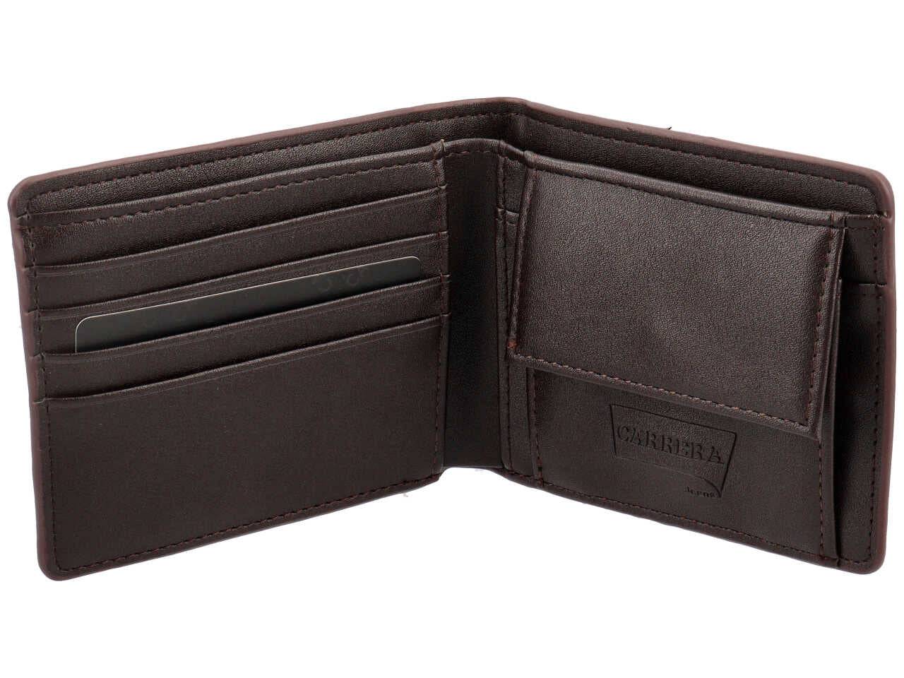 Portafoglio bifold orizzontale con portamonete city collection marrone scuro 50% polyurethane 50% polyester