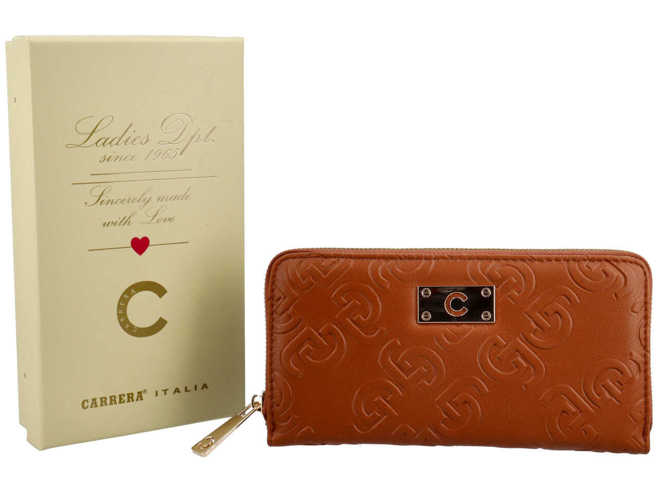 Portafoglio zip around ilary collection brown 100% polyurethane