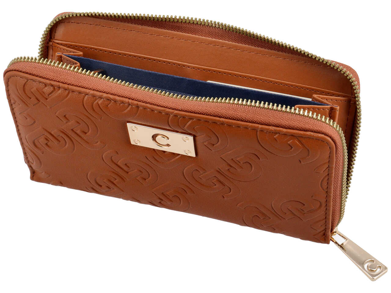 Portafoglio zip around ilary collection brown 100% polyurethane