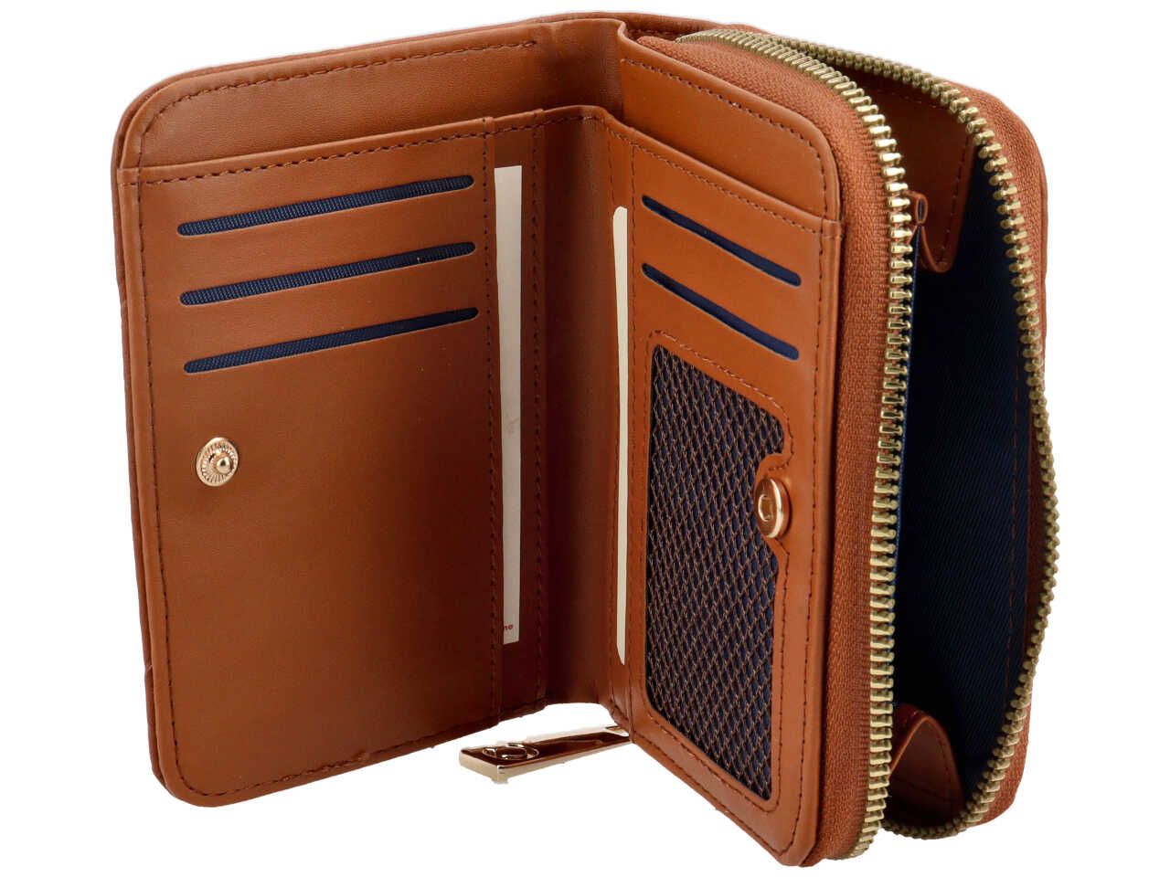 Portafoglio zip around bifold piccolo ilary collection brown 100% polyurethane