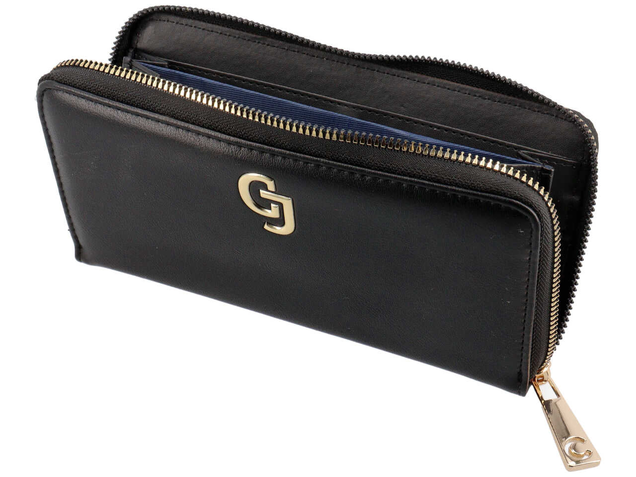 Portafoglio zip around stella collection nero 100% polyurethane