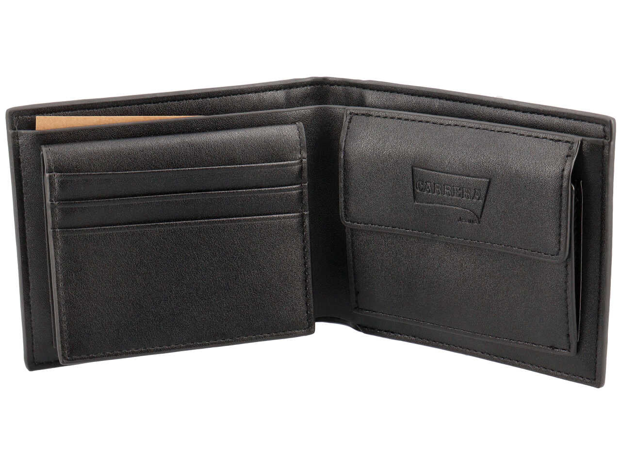 Portafoglio trifold con porta documenti e cintura city collection nero