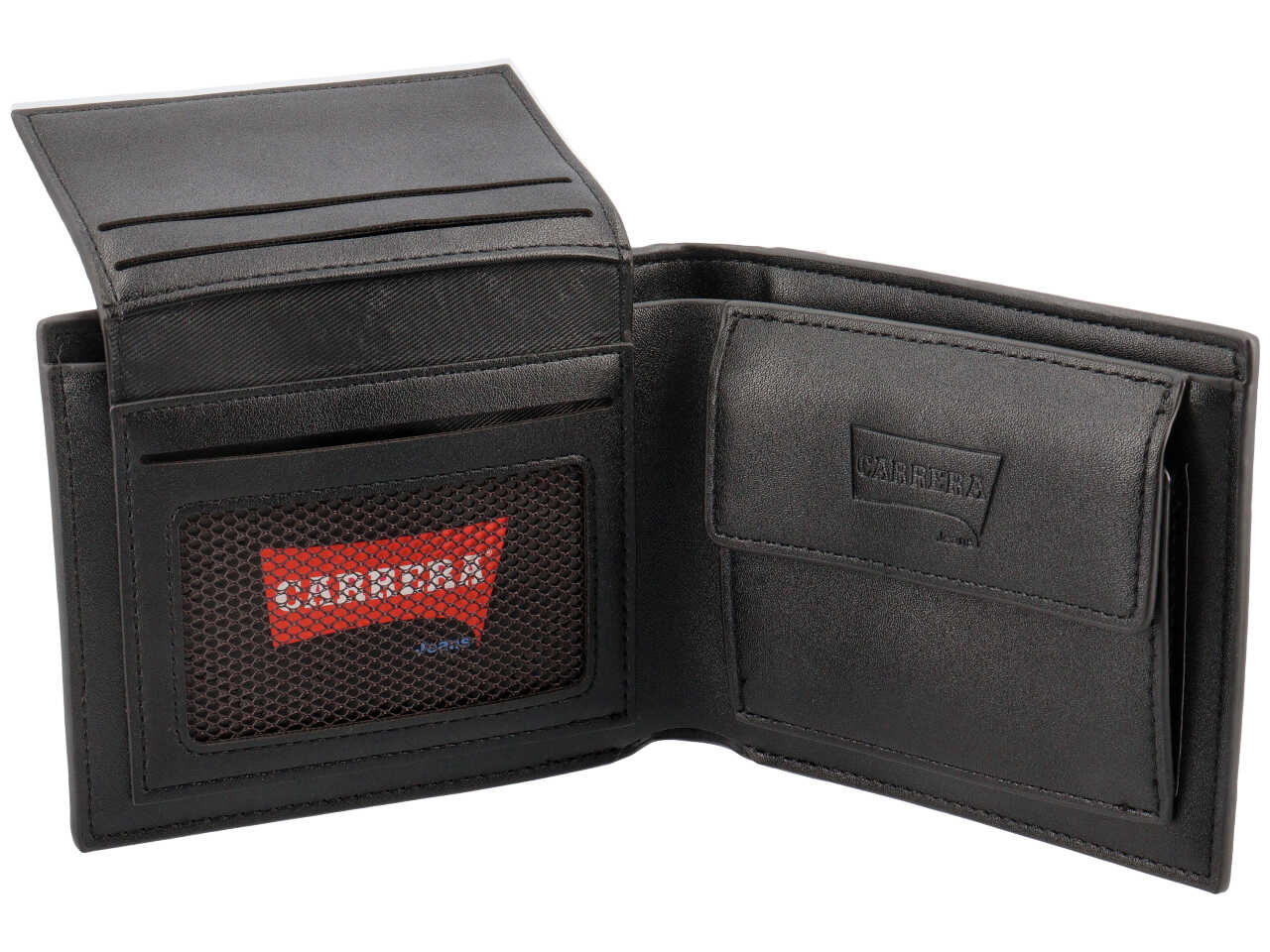 Portafoglio trifold con porta documenti e cintura city collection nero