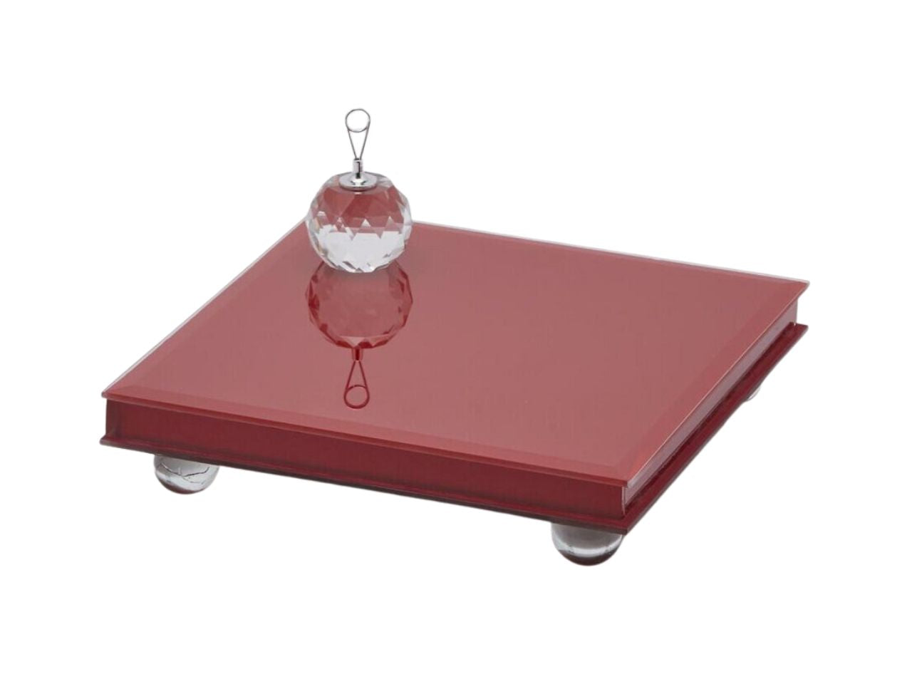 Alzata specchio con piedi misura h.5x20x20cm colore rosso