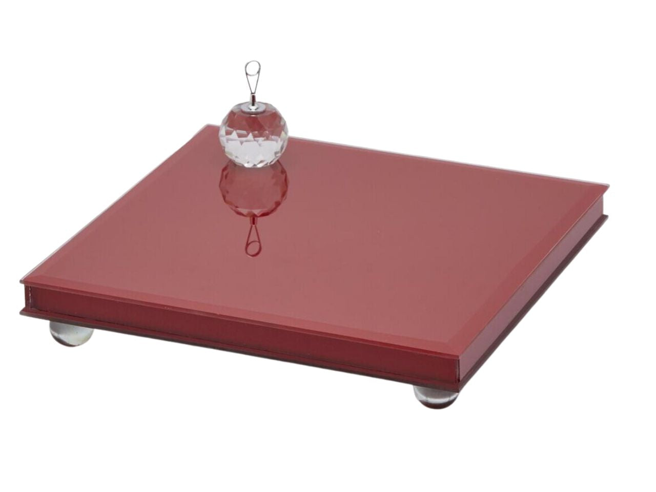 Alzata specchio con piedi misura h.5x25x25cm colore rosso