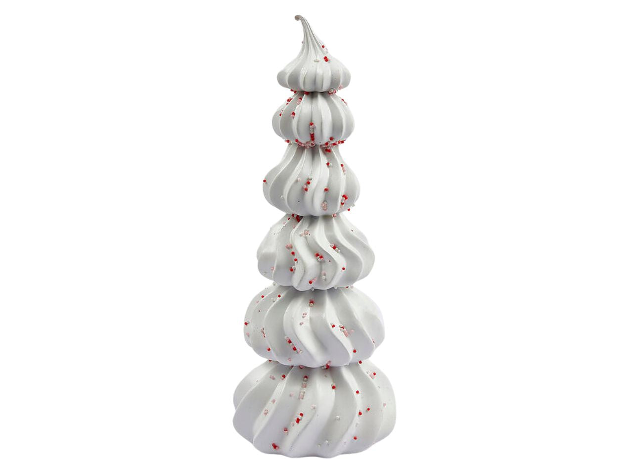 Albero natalizio di meringhe decorativo in plastica opaco bianco 12x30,5cm - EDG