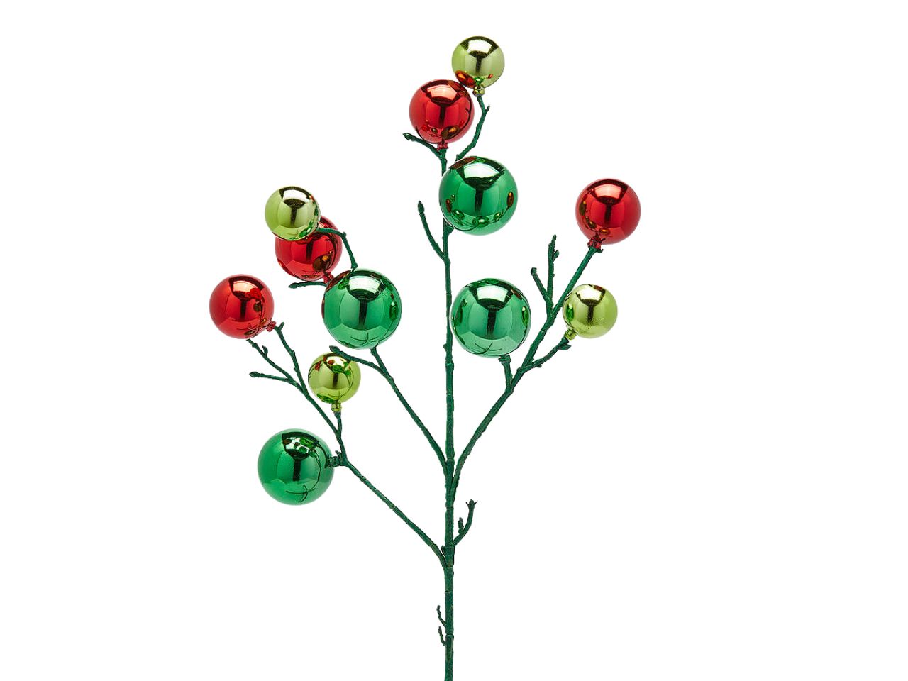 Ramo decorativo natalizio multicolor con 12 palle di natale 53 cm - EDG