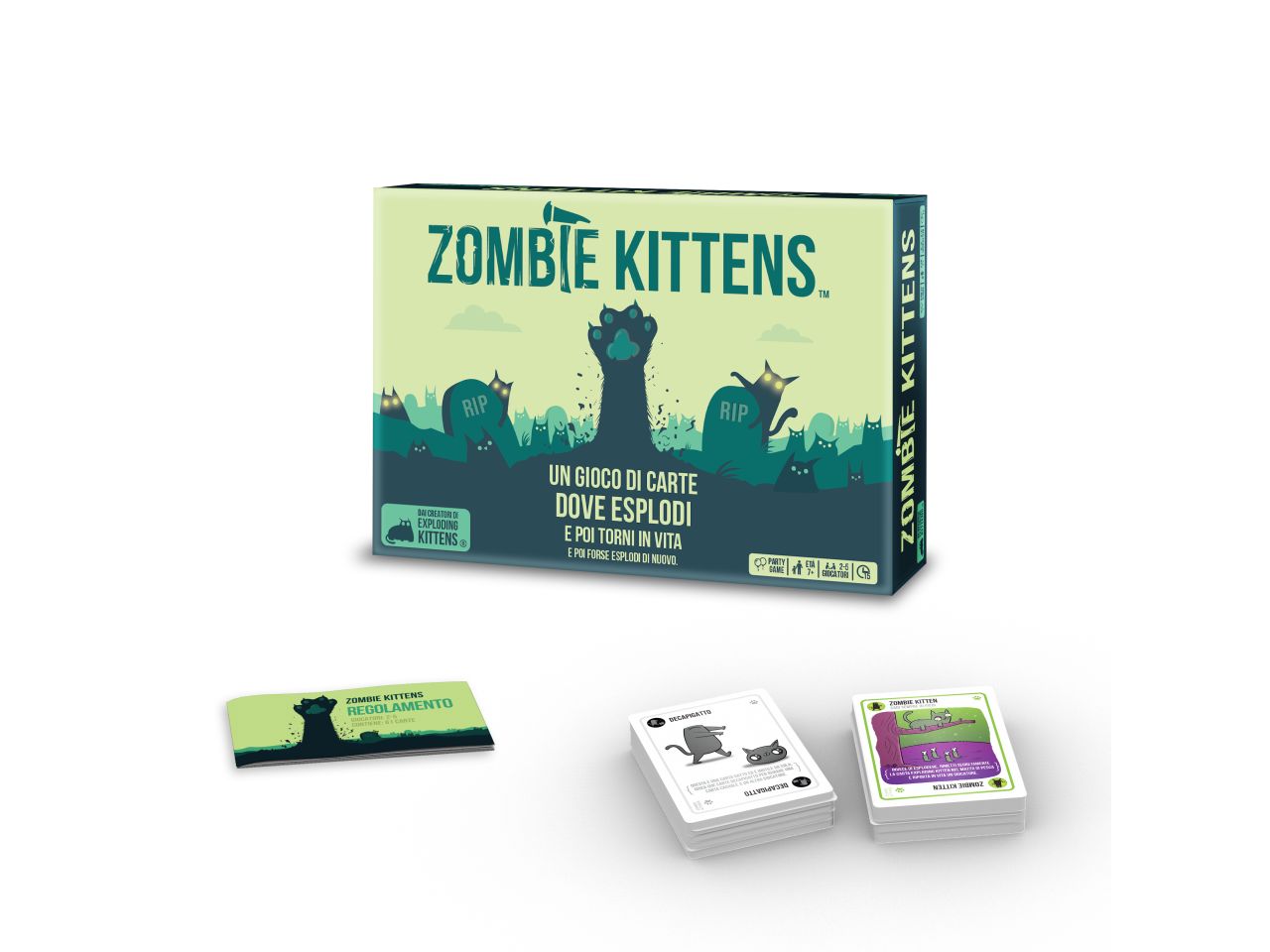 Zombie Kittens, Gioco da tavolo di Carte da 2 a 5 Giocatori, per bambini da 7 Anni in su - Asmodee