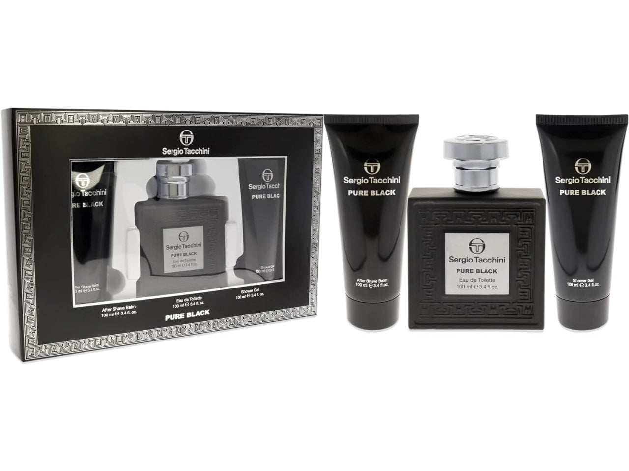 Sergio tacchini pure black la confezione contiene after shave balm 100ml eau de toilette 100ml shower gel 100ml