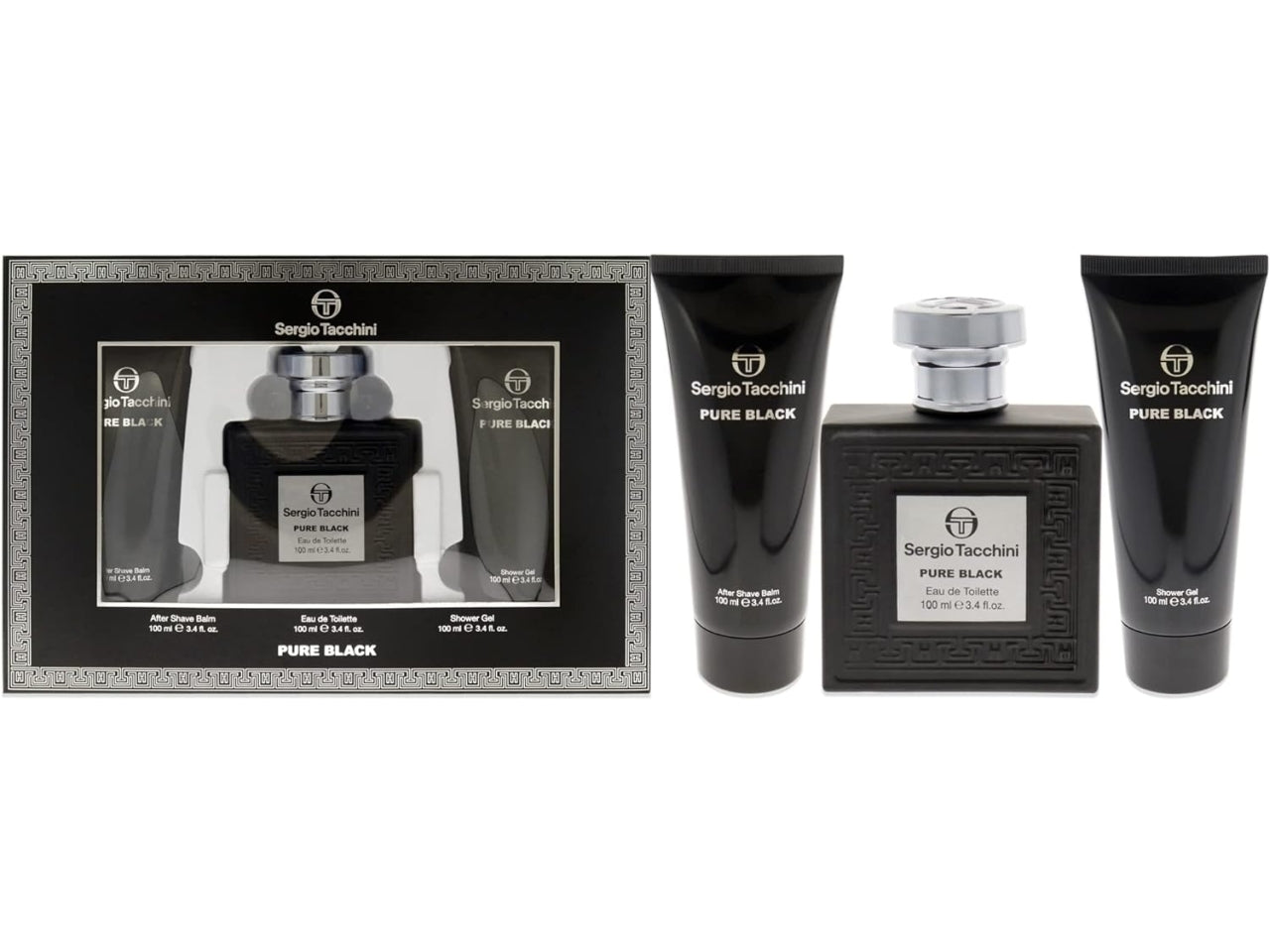 Sergio tacchini pure black la confezione contiene after shave balm 100ml eau de toilette 100ml shower gel 100ml