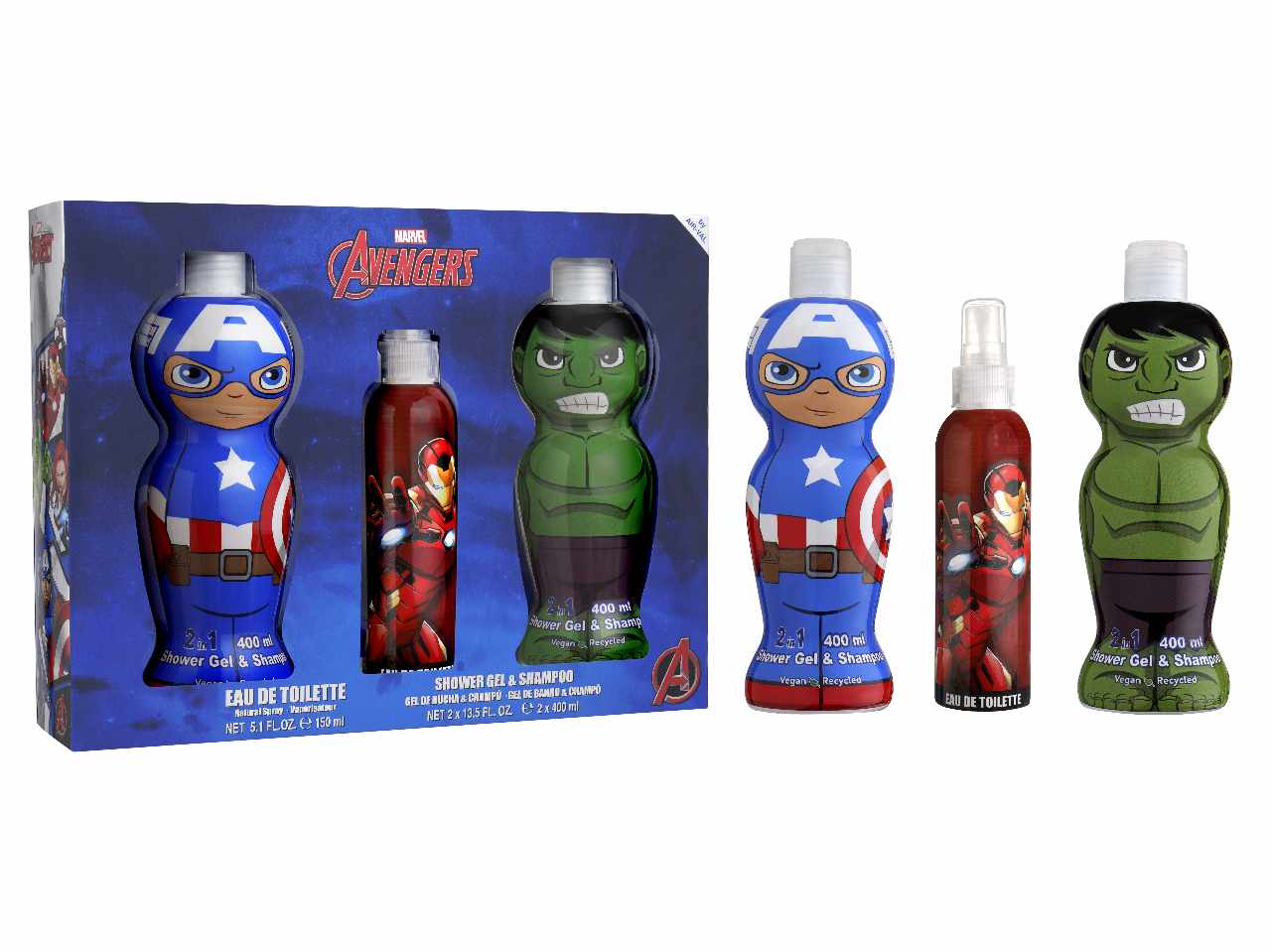 Avengers set regalo edt 150ml e shower gel 2 in 1 250ml hulk e captain america