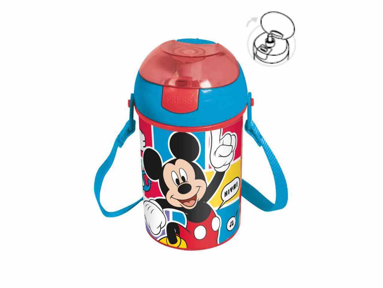 Mickey borraccia pop up da 450ml con tracolla