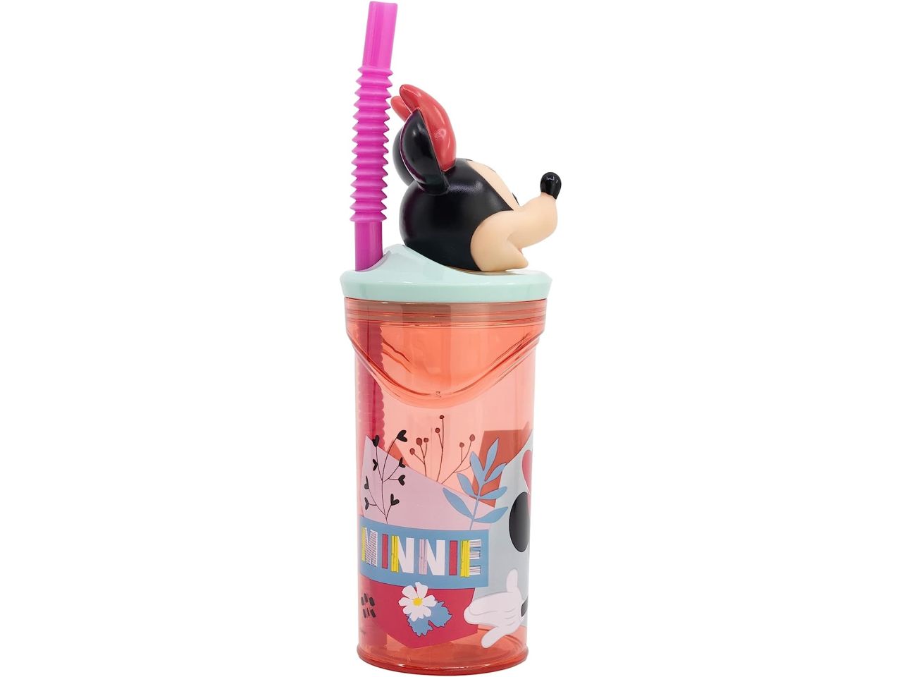 Minnie bicchiere con cannuccia 3d tritan