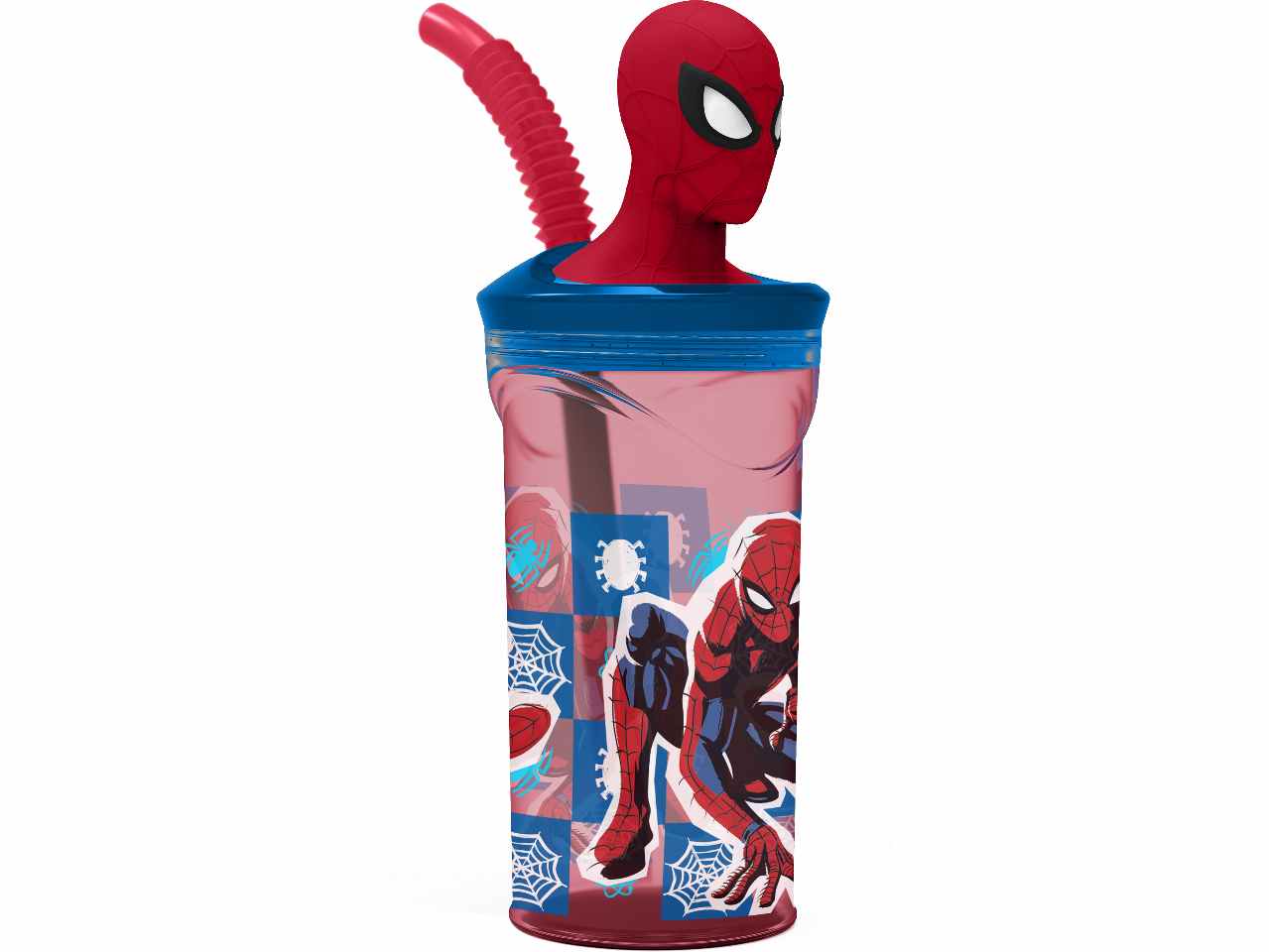 Spiderman bicchiere con cannuccia 3d tritan da 360ml