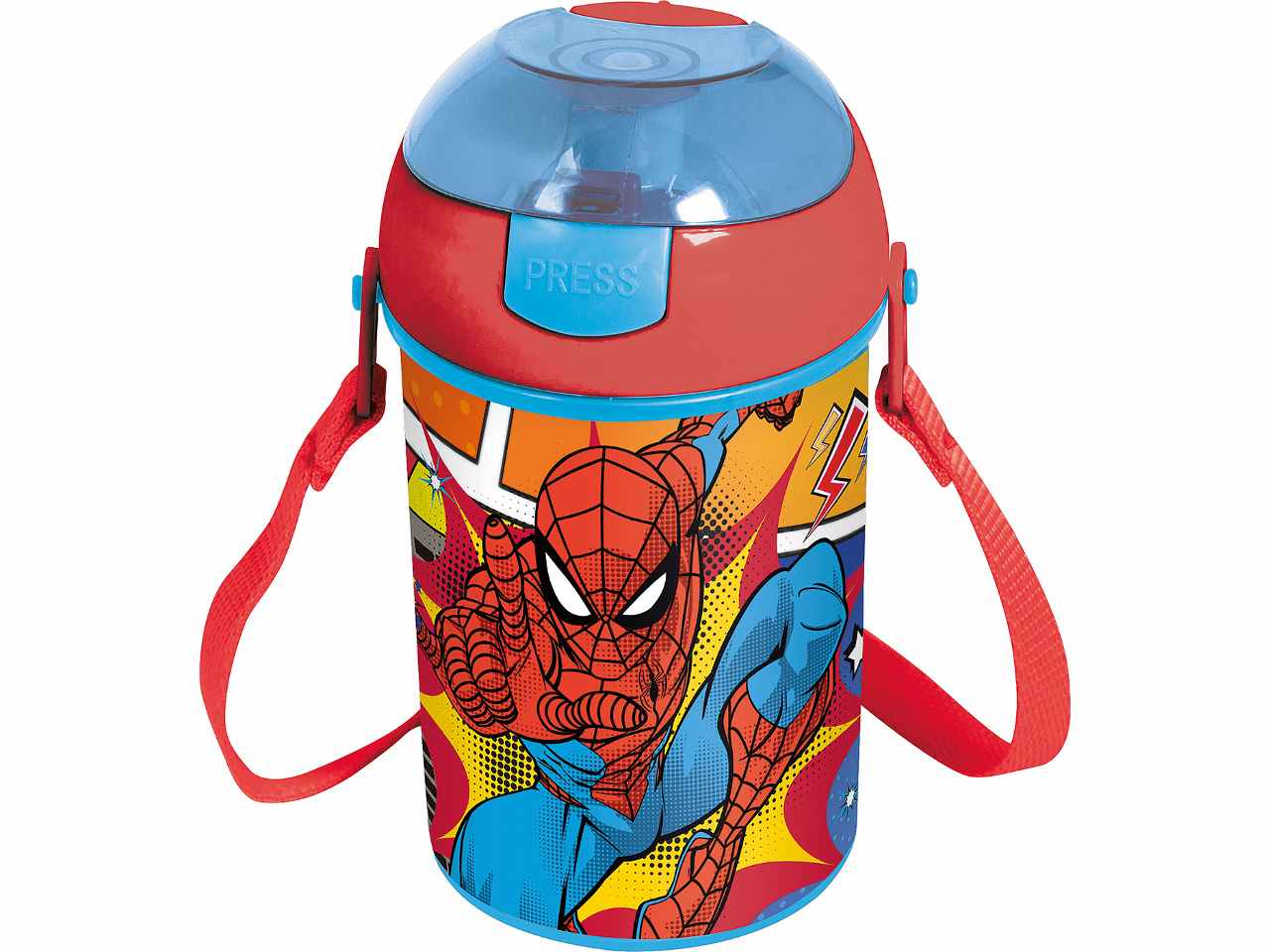 Spiderman borraccia pop up da 450ml con tracolla