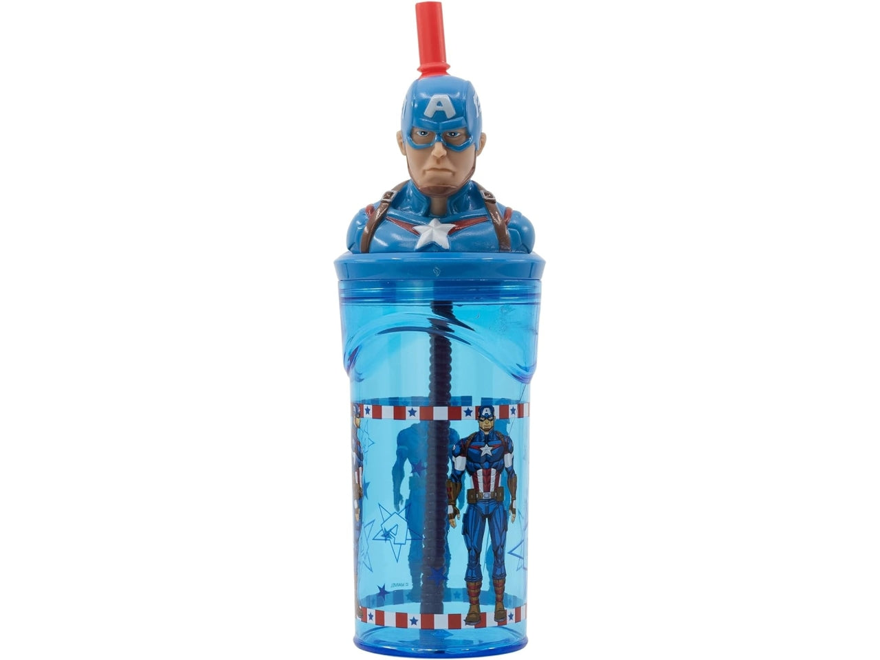 Captain america bicchiere con cannuccia 3d capacita' 360ml