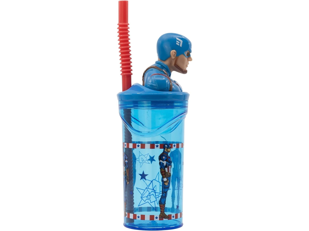 Captain america bicchiere con cannuccia 3d capacita' 360ml