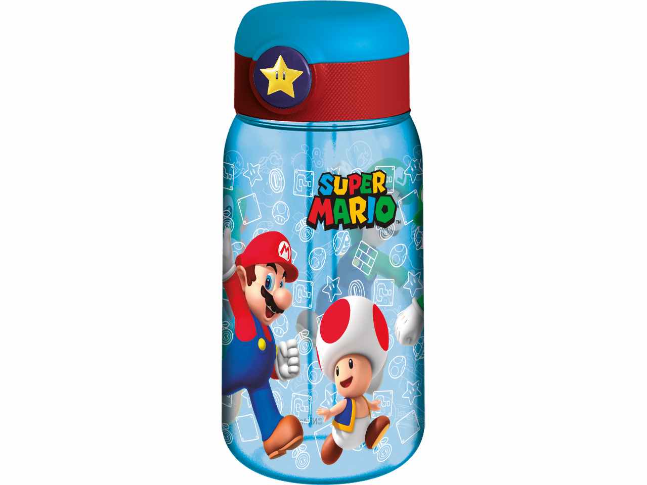 Super mario borraccia con cannuccia pop up da 510ml