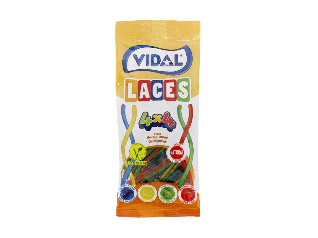 Vidal laces caramelle gommose 85gr a forma di spaghetti 4 gusti e 4 colori assortiti