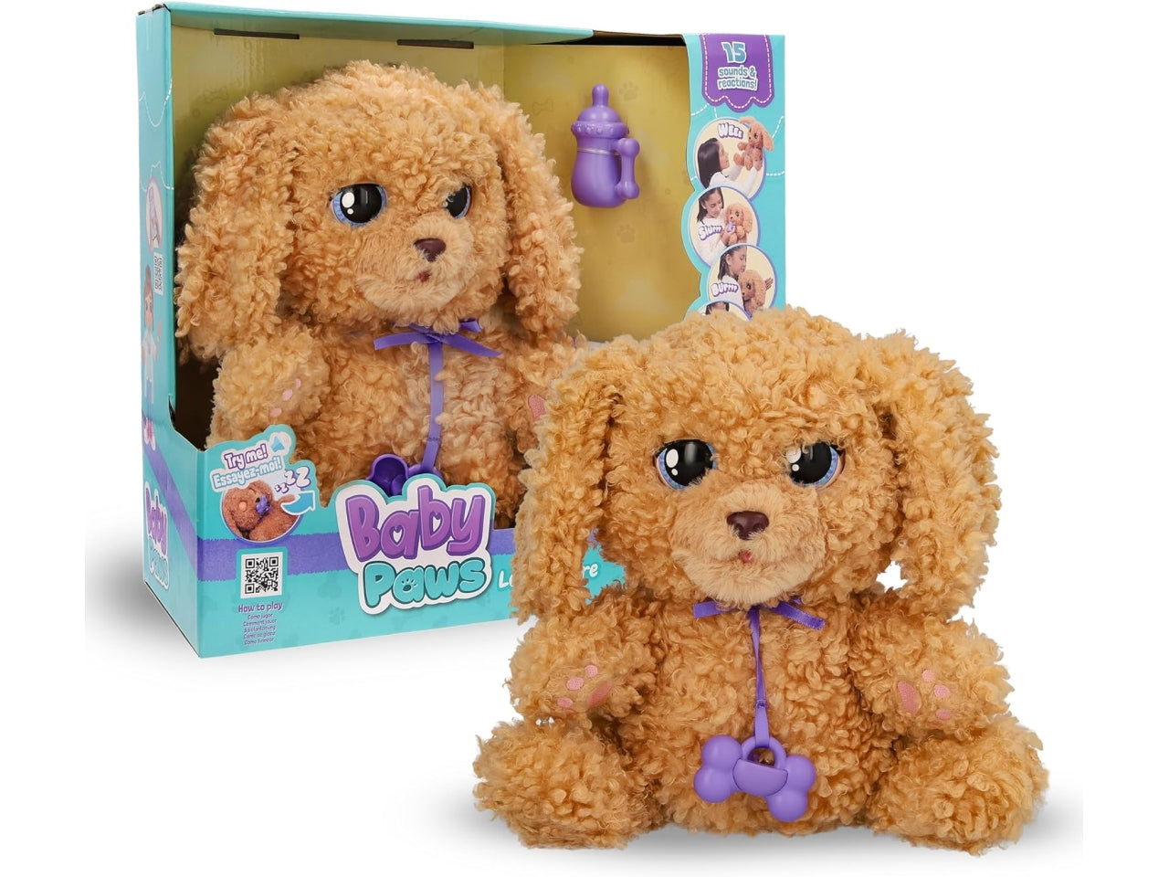 Baby paws Labradoodle, cucciolo interattivo con zainetto , per bambini dai 18+ mesi - Imc Toys