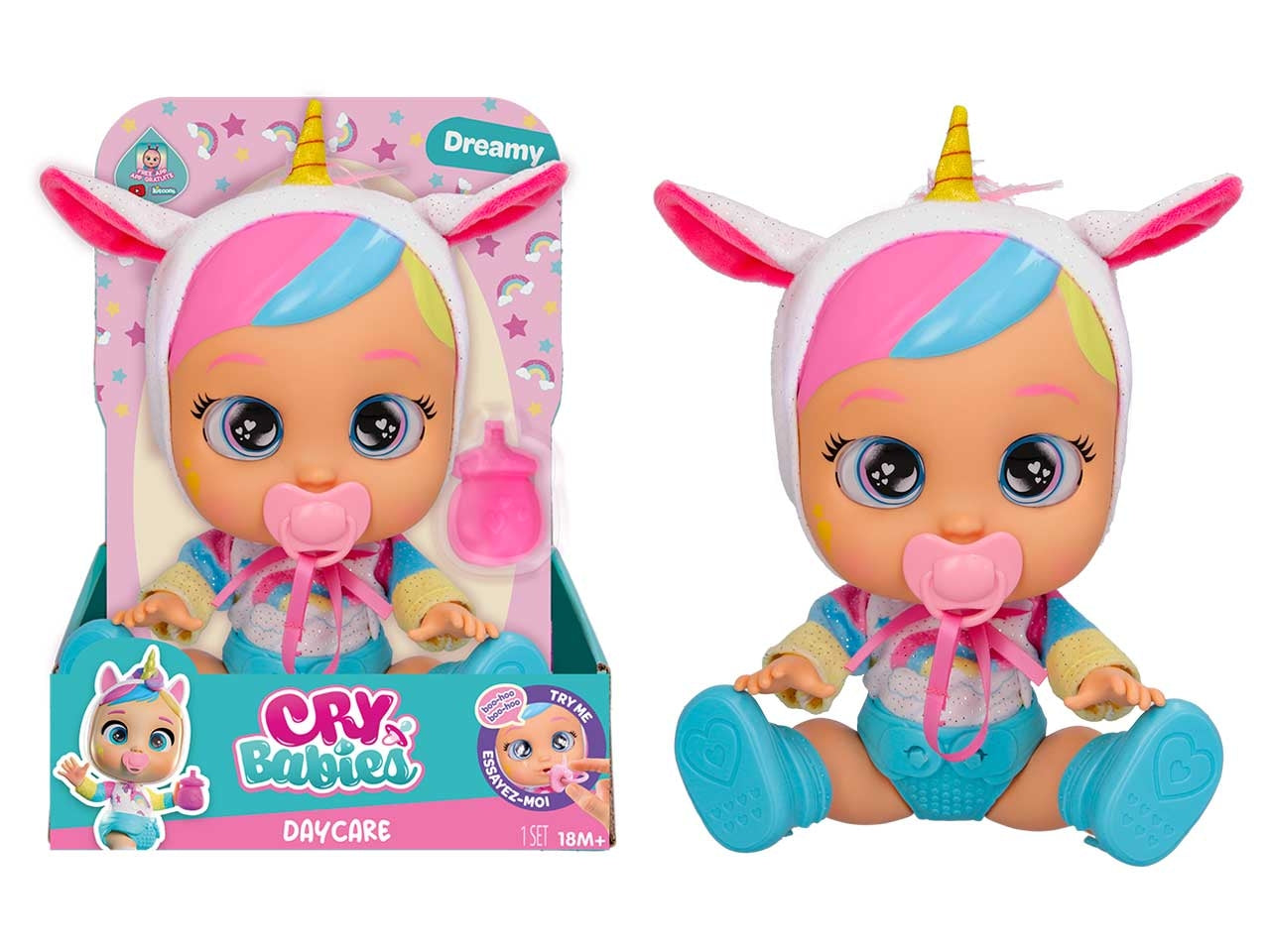 Cry babies day care Dreamy,  bambola interattiva per bambine, 18 mesi +