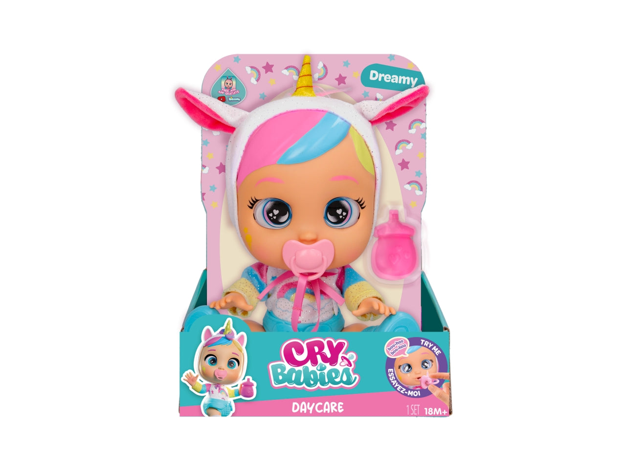 Cry babies day care Dreamy,  bambola interattiva per bambine, 18 mesi +