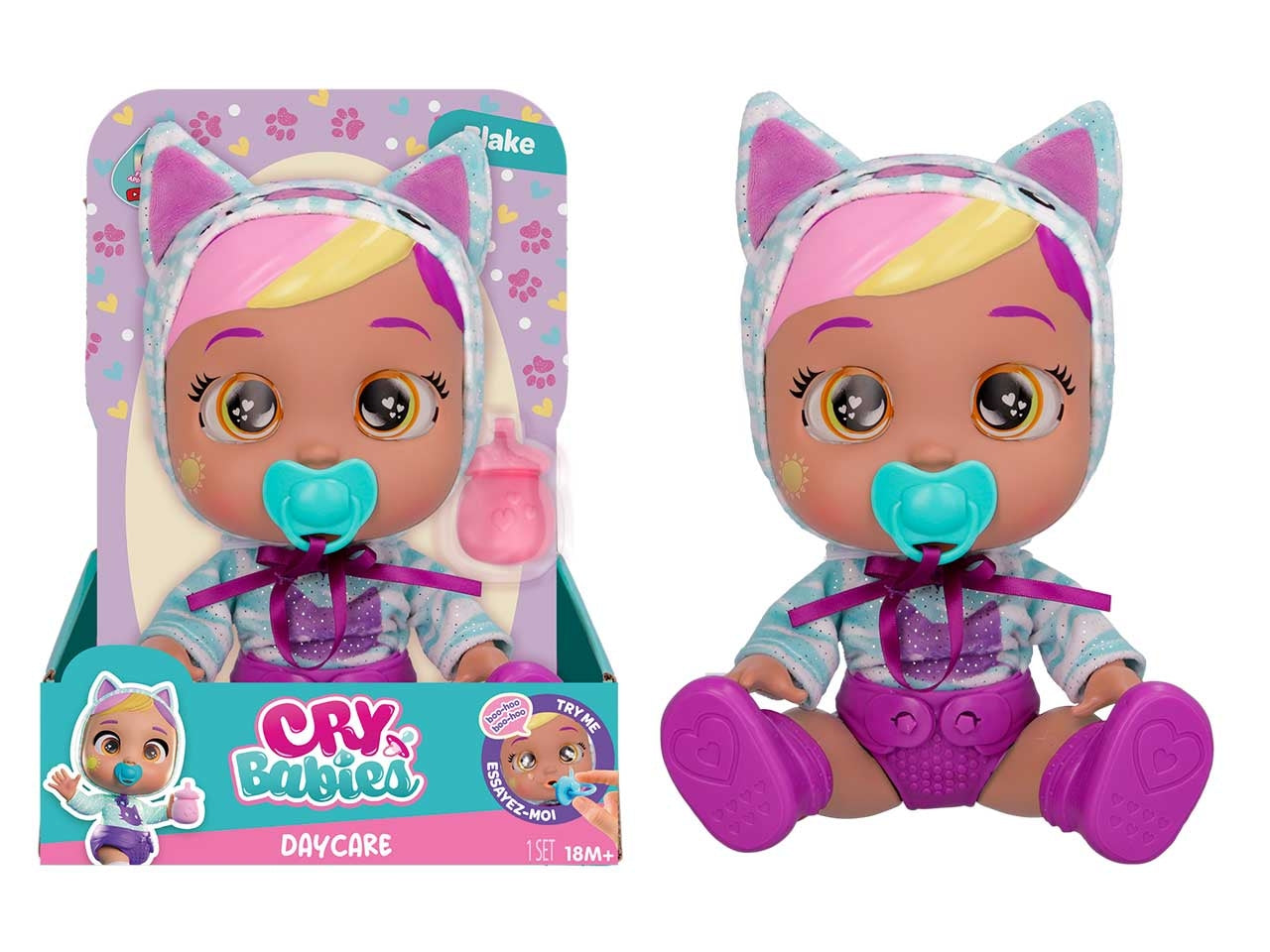 Cry babies day care Blake, bambola interattiva per bambine, 18 mesi +