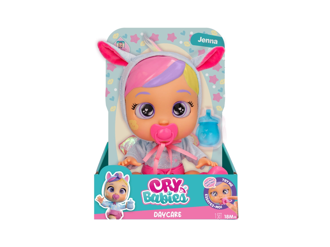 Cry babies day care Jenna, bambola interattiva per bambine, 18 mesi +