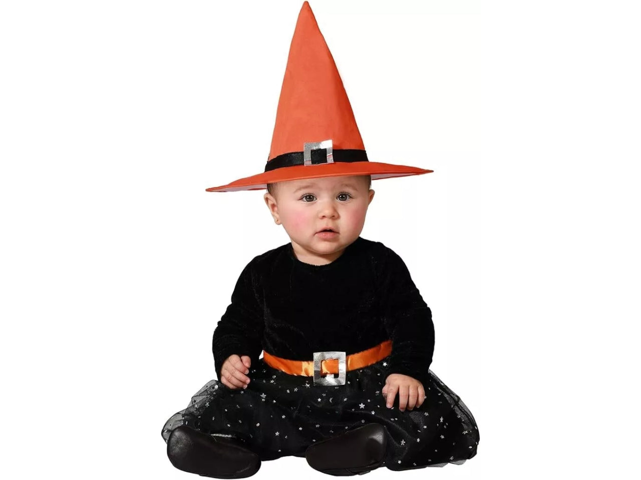 Costume da streghetta nero e arancione in poliestere taglia 12/24 mesi - Atosa