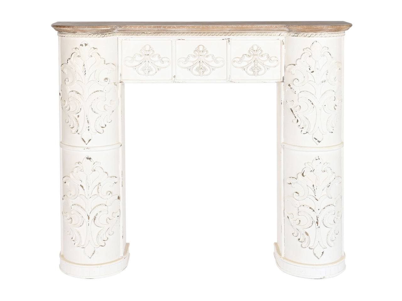 Camino finto telaio in abete e mdf misura 128x28x114cm colore bianco