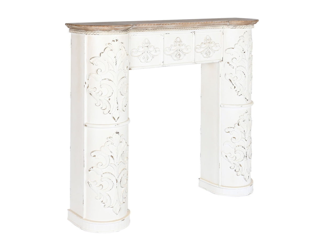 Camino finto telaio in abete e mdf misura 128x28x114cm colore bianco