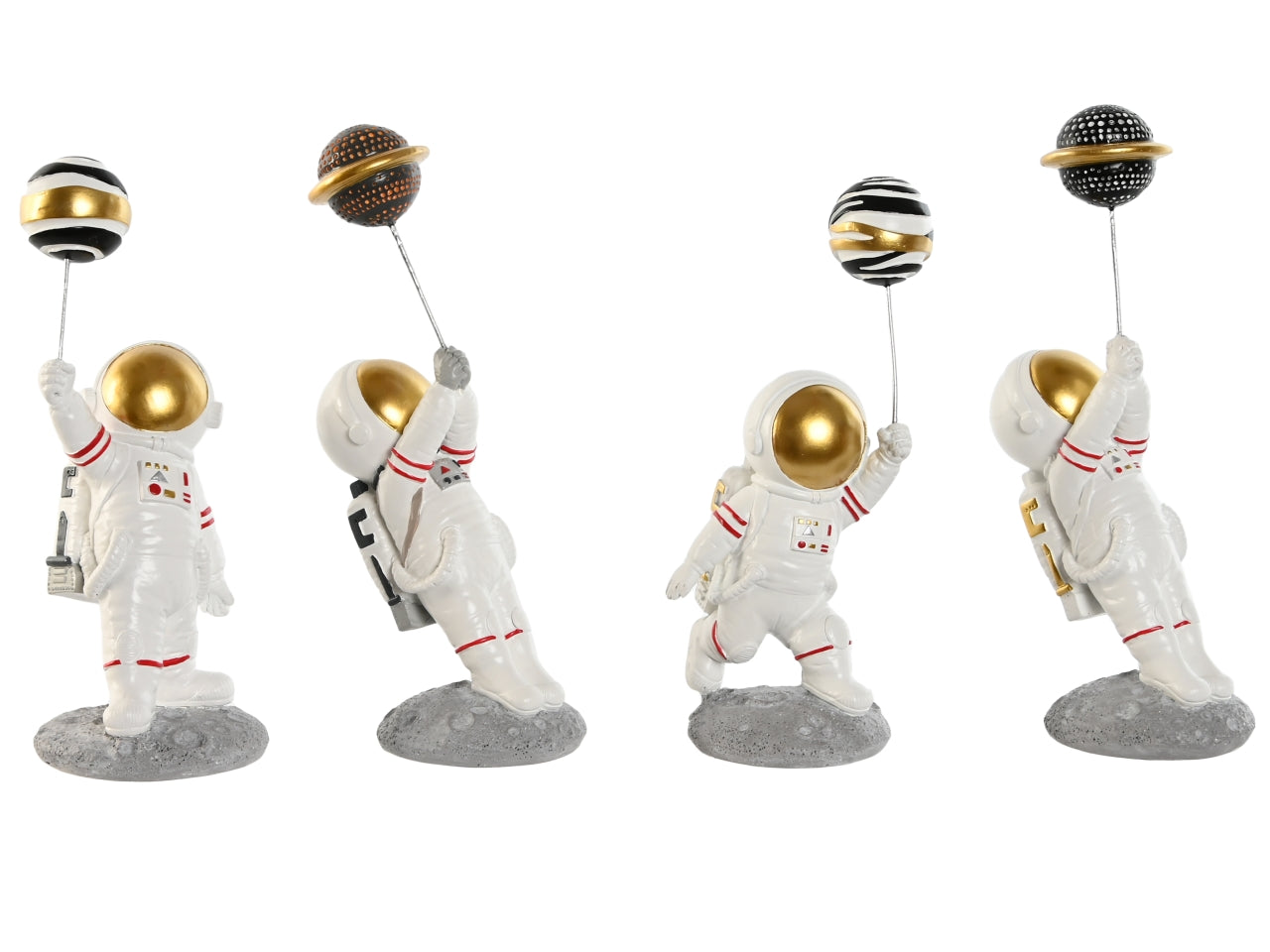 Figura in resina misura 10,5x10,5x25cm astronauta in 4 modelli assortiti