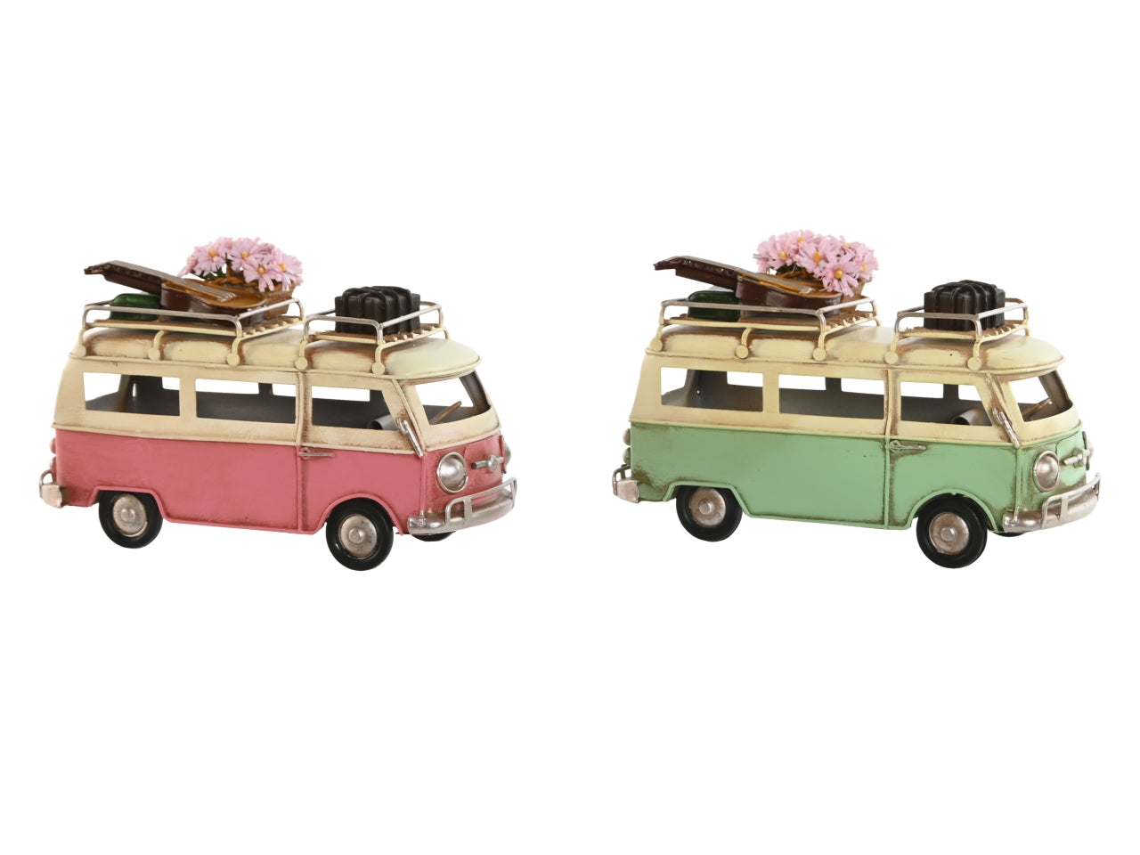 Modellino decorativo pulmino simil Volkswagen vintage in metallo 2 colori assortiti - Item