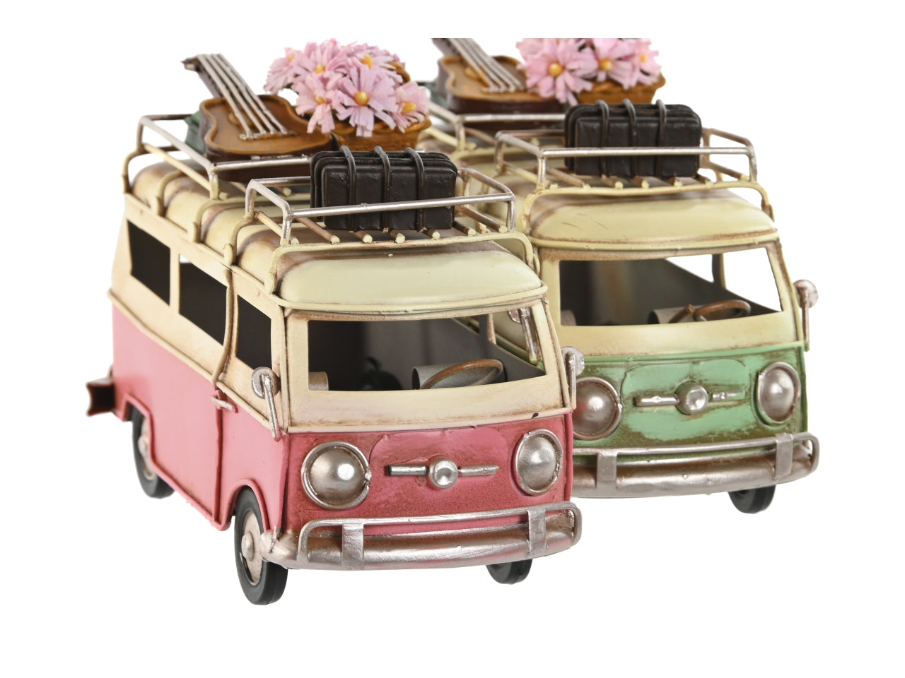 Modellino decorativo pulmino simil Volkswagen vintage in metallo 2 colori assortiti - Item