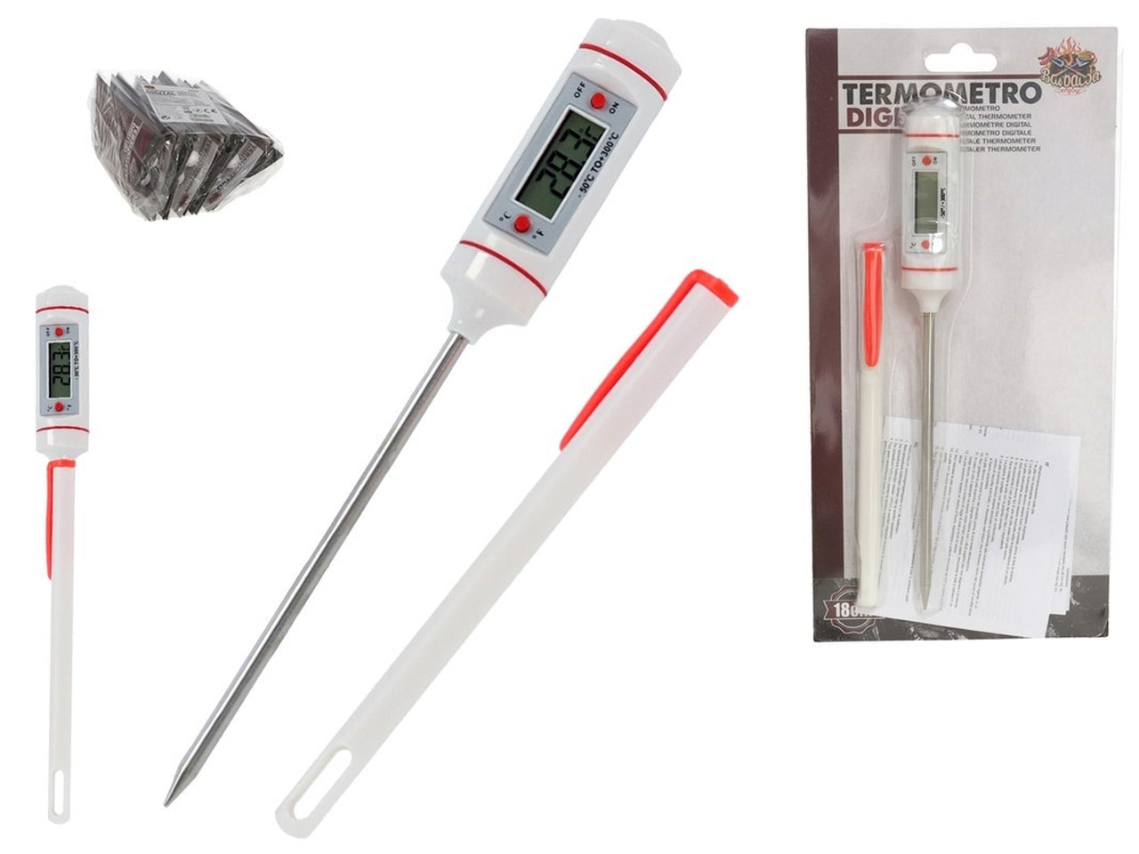 Termometro digitale da cucina in acciaio inossidabile, 18cm - Barbacoa