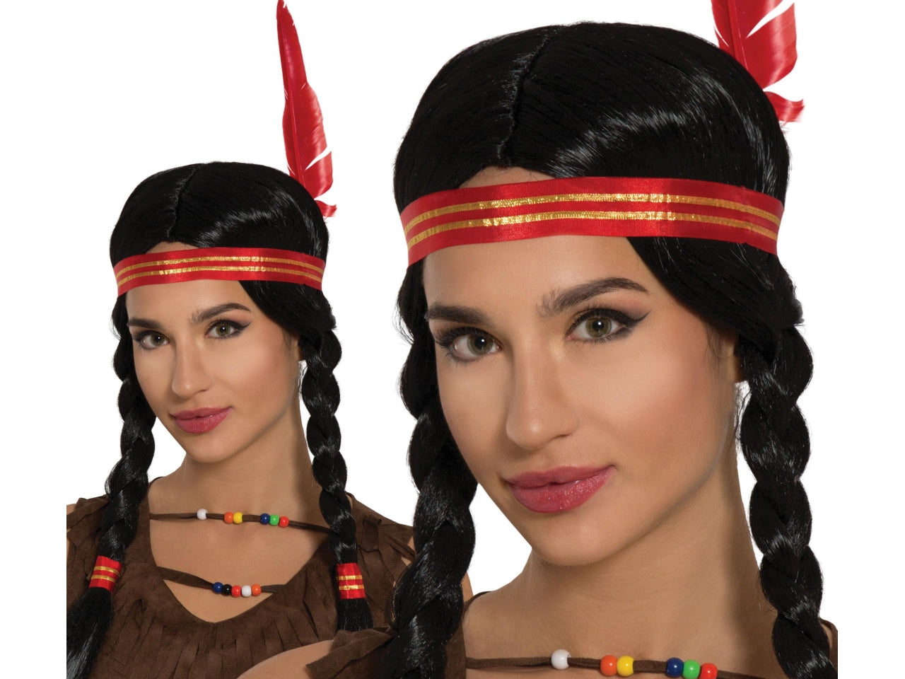 Parrucca da indiana con nastro e trecce