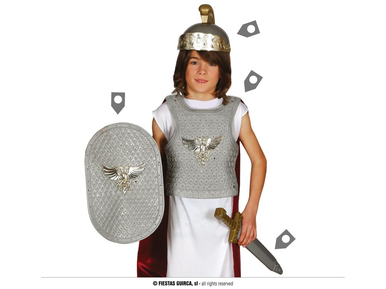 Set da soldato romano da bambino elmo spada scudo e corazza