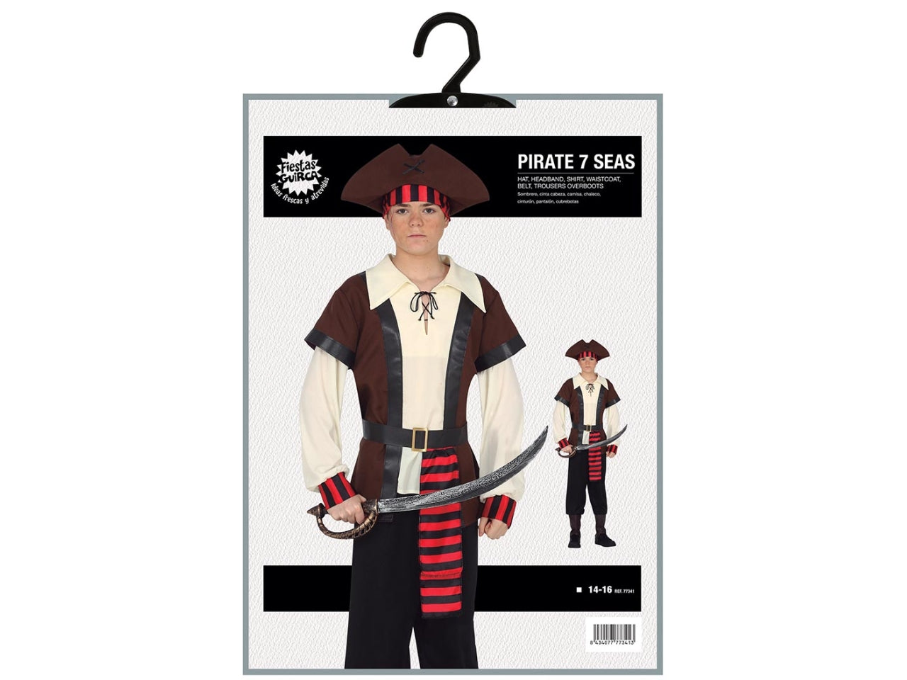 Costume pirata dei sette mari ragazzo 14-16 anni